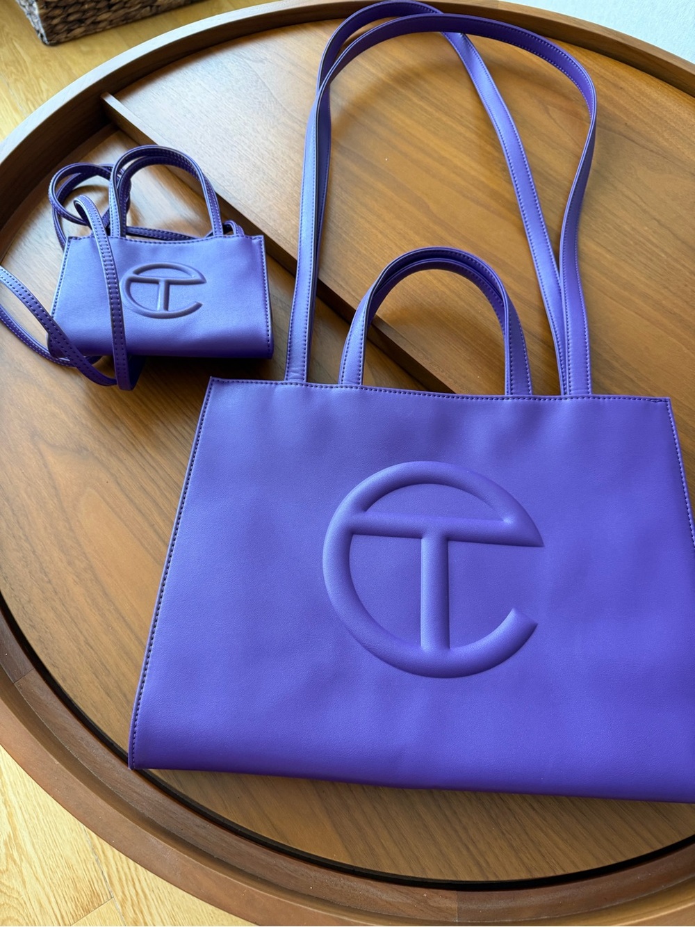 Telfar Violet Shopping Tote with Matching Mini Bag